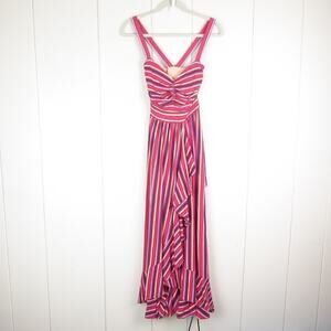 Anthropologie Maeve Dress Womens SZ M Sleeveless Striped Boho Ruffled Coastal
